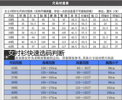 胸围对照表