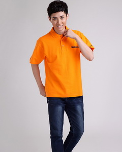 橙色翻领短袖夏季定制广告衫